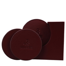 2016 Custom Round PU Leather Coaster with Brown